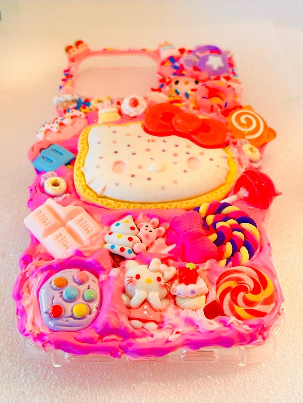 Handmade Hello Kitty Pink Phone Case with Candy Charms for any phone model - Picture 9 of 10